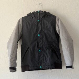 Burton Girls Snow Jacket with Grey and Black Hooded Jacket with Teal Accents